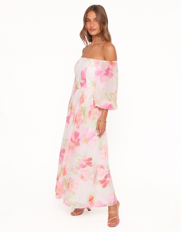 Petal & Pup - Chantel Off Shoulder Maxi Dress - Pink Garden Floral