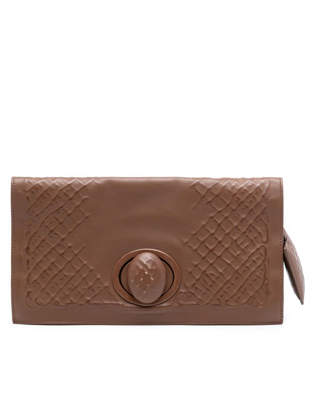 Pre-Loved by Azura Reborn - Pre-Loved Nappa Embossed Intrecciato Turnlock Clutch