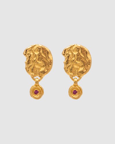 ICONIC EXCLUSIVE - Earrings Ruby Red Jamilla in 925 Sterling Silver Gold Plated