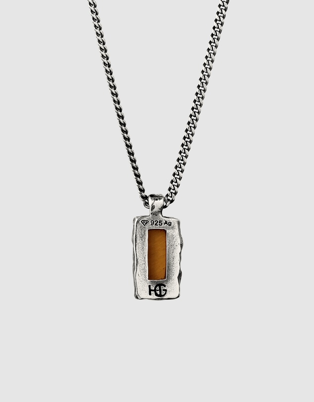 Haze & Glory - ICONIC EXCLUSIVE - Necklace Men Tigers Eye Rectangle 925 Sterling Silver
