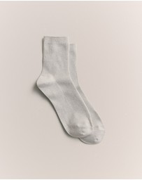 Trenery - Metallic Rib 1/4 Crew Sock in Marshmallow