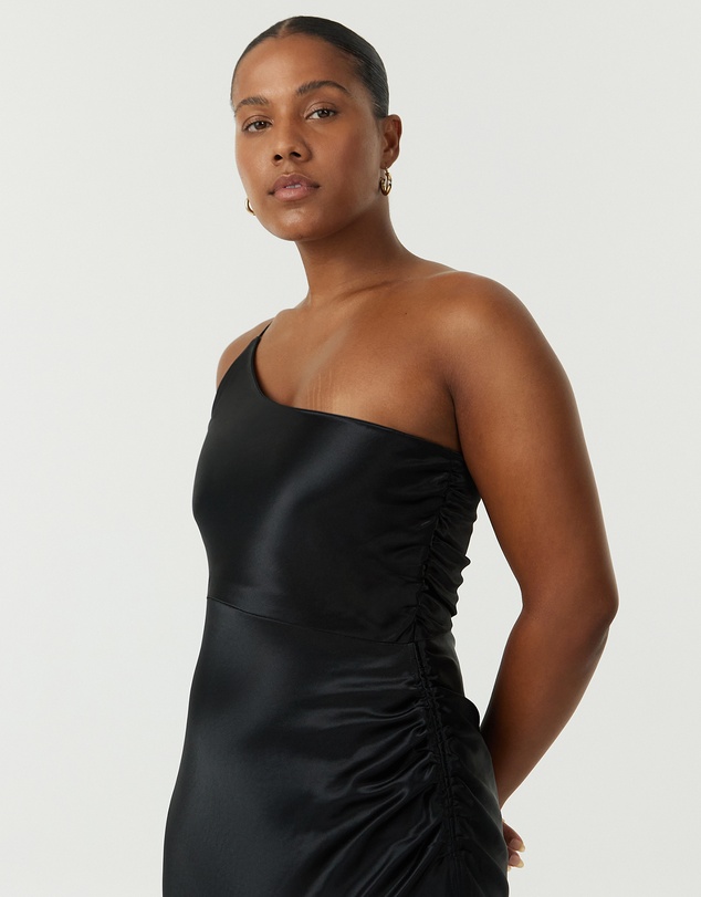 Third Form - Satin Gather One Shoulder Dress