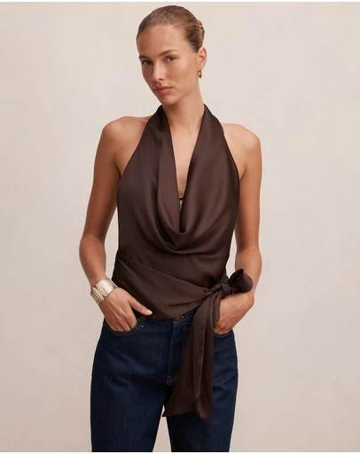 Forever New - Jordyn Cowl Halter Neck Tie Top