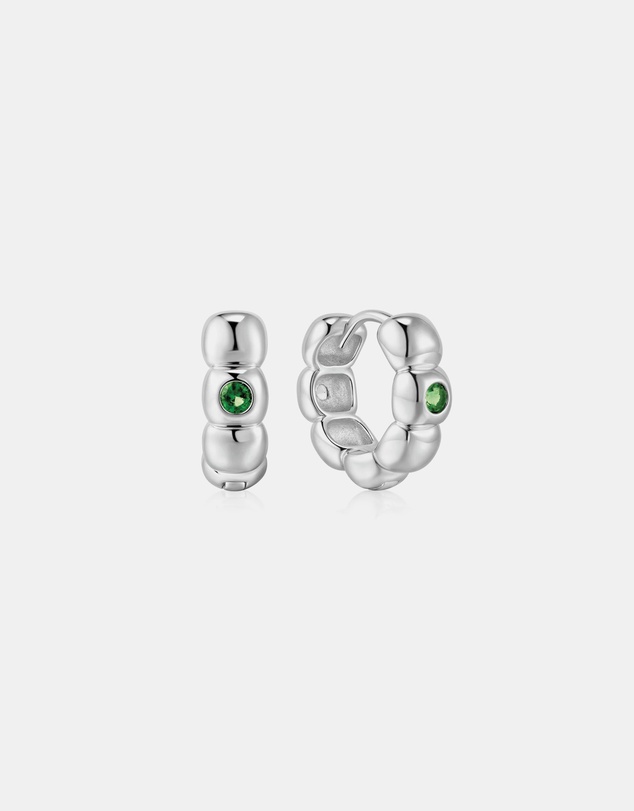 Ania Haie - Ania Haie Silver Reversible Puffy Huggie Hoop Earrings