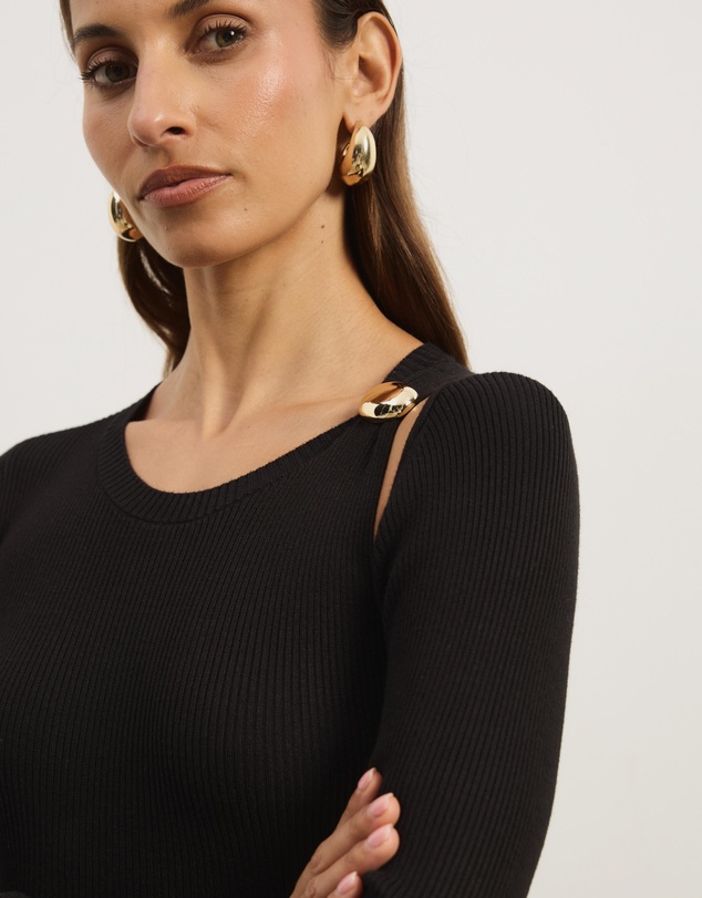Atmos&Here - Liv Long Sleeve Rib Knit Midi Dress