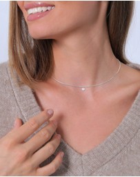 Elli Jewelry - Necklace Choker Zirconia Solitaire Basic in 925 Sterling Silver