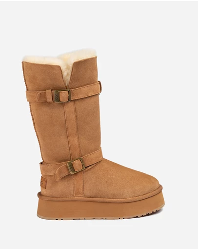 Ozwear Connection Uggs - Ugg Classic Platform Buckle Long Boots (4.5cm) (Water Resistant)