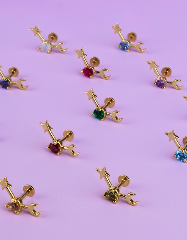 Wanderlust + Co - Birthstone Constellation Gold Flat Back Earring - May