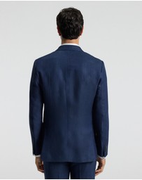 Calibre - Textured Linen Blend Blazer Denim Blue