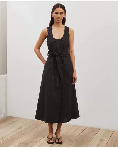 Atmos&Here - Dasha Scoop Neck Linen Blend Midi Dress