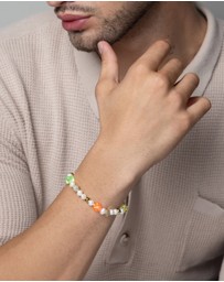 Nialaya Jewellery - Men's Pair of Dice Pearl Bracelet