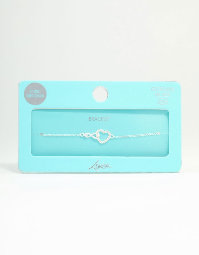 Lovisa - Sterling Silver Infinity & Cubic Zirconia Heart Link Bracelet