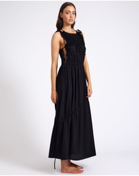 ONE TEASPOON - Evelyn Gathered Ruched Maxi Dress - Black