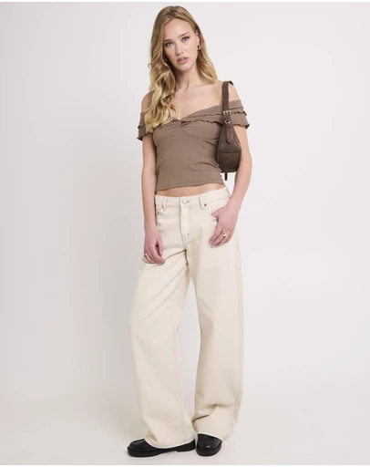 Subtitled - Mily Rib Ruffle Top