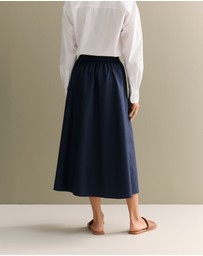 Trenery - Cotton Poplin Pull On Skirt in Navy