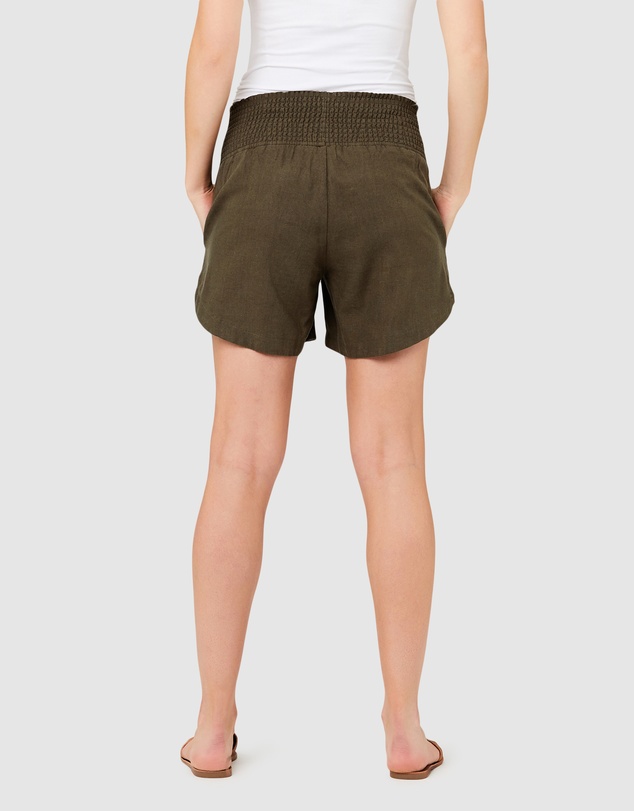 Ripe Maternity - Byron Shirred Linen Shorts