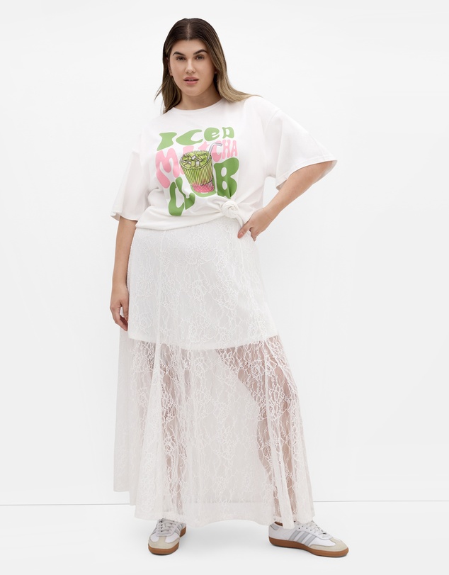 City Chic - Oversized Matcha Print Tee
