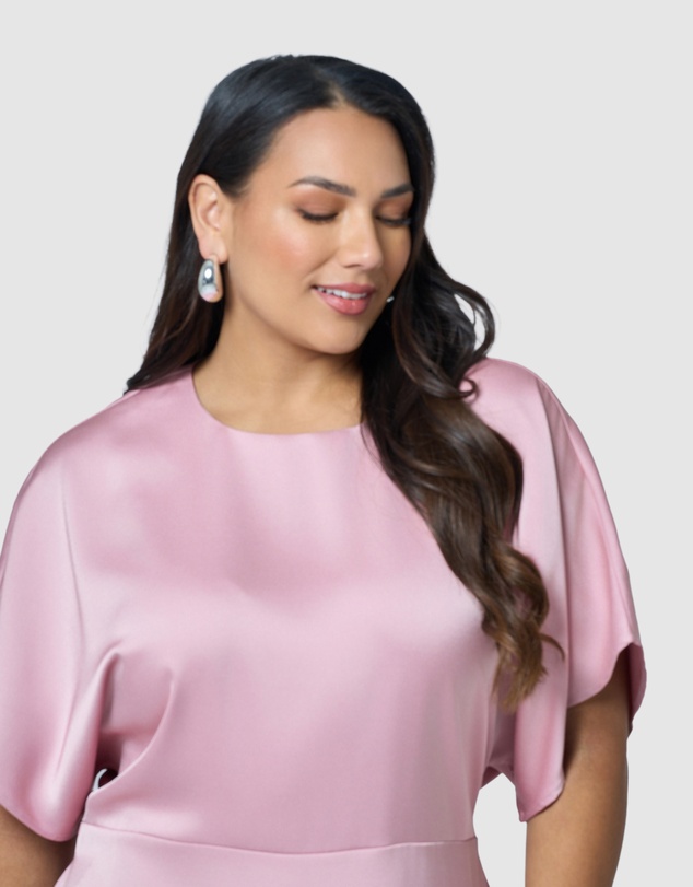 Pink Dusk by Curve Project - Lust Unleashed Satin Midi Dress
