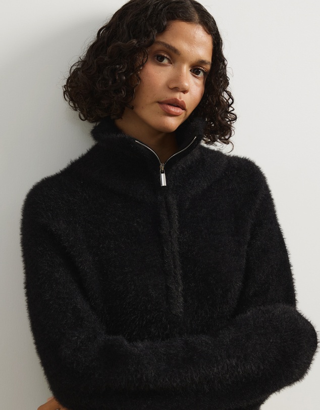Atmos&Here - Jordie Half Zip Fluffy Turtleneck Sweater
