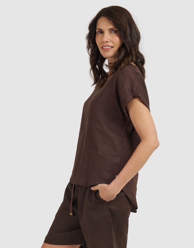 CAMIXA - Martina Linen V-Neck T-shirt