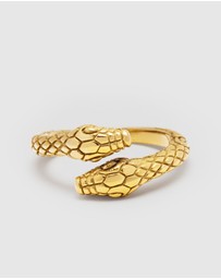 Nialaya Jewellery - Men's Gold Plated Vintage Snake Ring
