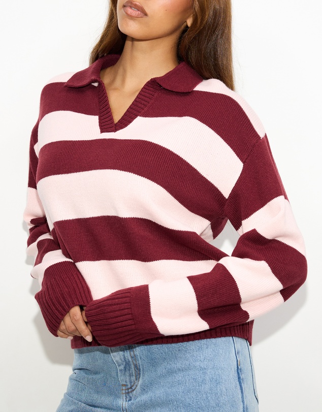 Dazie - Freya Stripe Knit Polo
