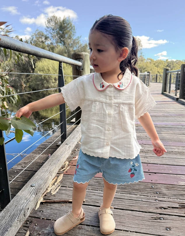 Purebaby - Embroidered Shirt- Kids-Babies