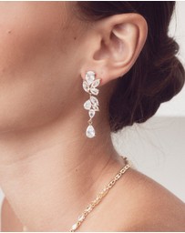 The White Collection - Clara - Gold Bridal Drop Earrings