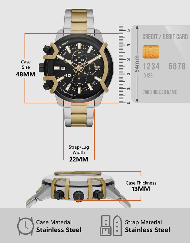 Diesel - Griffed Two Tone Chronograph Watch