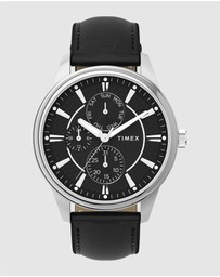TIMEX - Chicago 45mm Leather Strap Watch