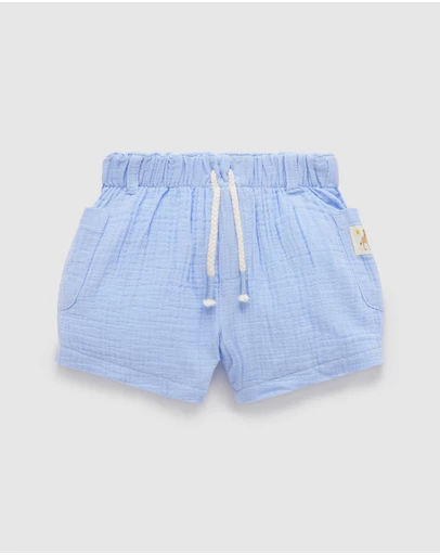 Purebaby - Crinkle Cotton Shorts -Kids-Babies