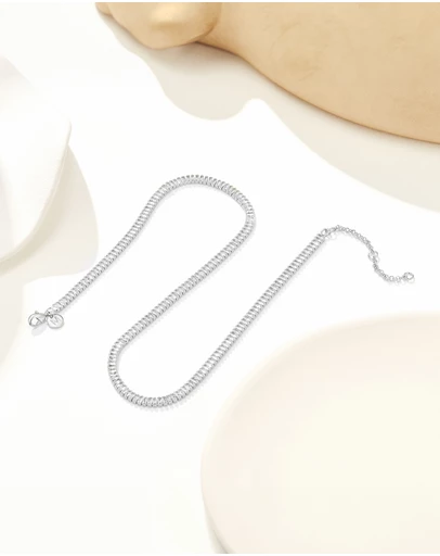 Mestige - Era Radiant Tennis Necklace - Silver Plated