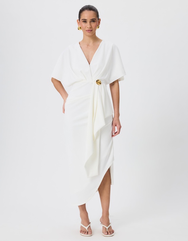 Tussah - Vivian Flutter Sleeve Ruffle Detail Midi Dress