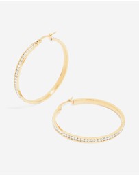 Lovisa - Waterproof Gold Plated Stainless Steel Diamante Hoop Earrings 45 MM