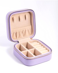 Lovisa - Purple Faux Leather Compact Square Jewellery Box