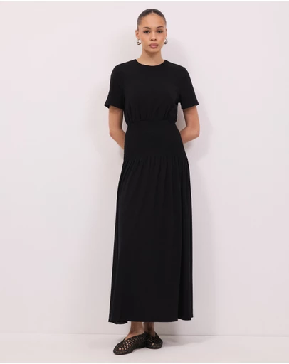 Calli - Leni Shirred T-Shirt Maxi Dress