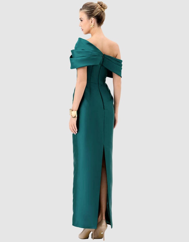Bariano - Weiss Asymmetric Off Shoulder Gown