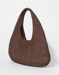 & Other Stories - Leather-Piping Straw Shoulder Bag