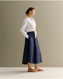 Trenery - Cotton Poplin Pull On Skirt in Navy