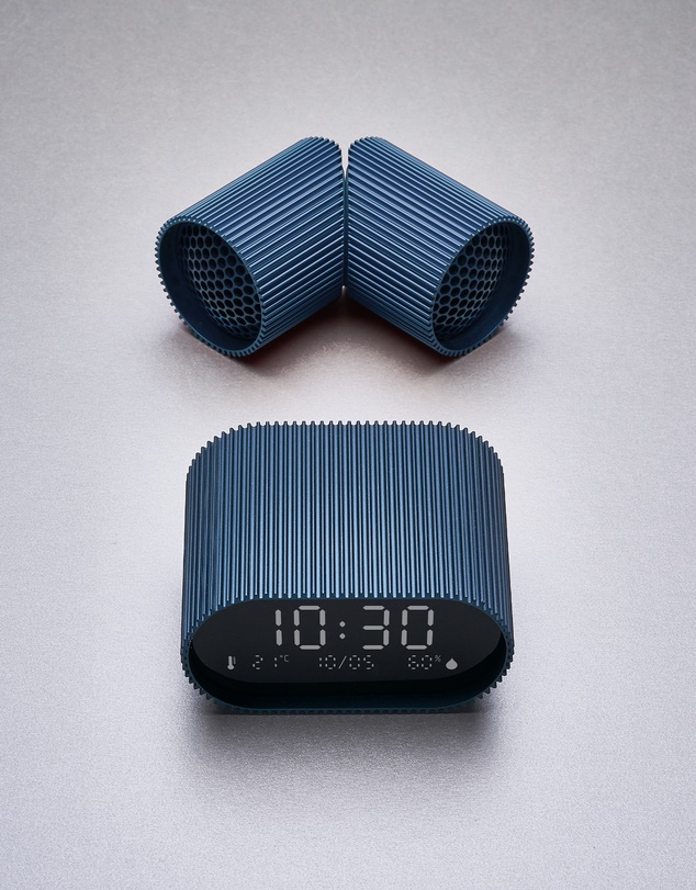 Lexon - Lexon Ray Clock Lcd Alarm Clock With Temperature / Humidity Display - Blue