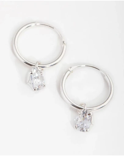 Lovisa - Sterling Silver Cubic Zirconia Heart Hoop Earrings