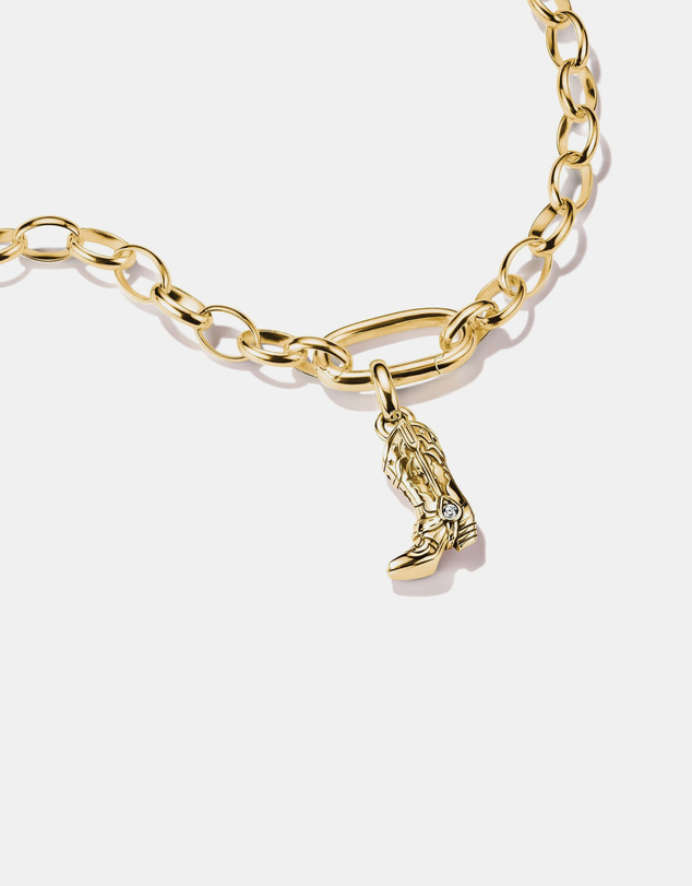 THOMAS SABO - Gold-Plated Cowboy Boot Charm with White Zirconia