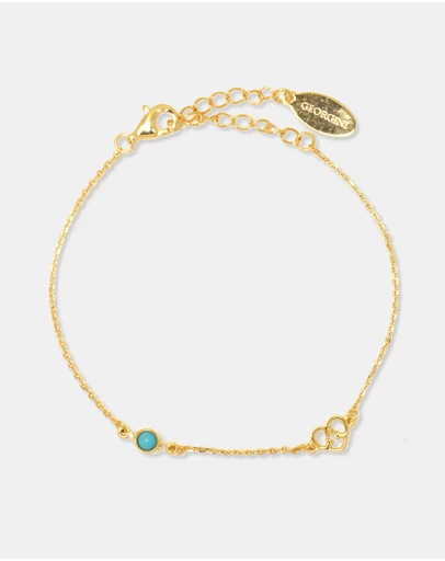 Georgini - Natural Turquoise And Two Natural Diamond December Gold Bracelet
