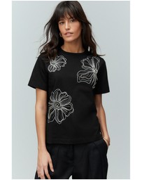 NEXT - Beaded Floral Embelished 100% Cotton T-Shirt