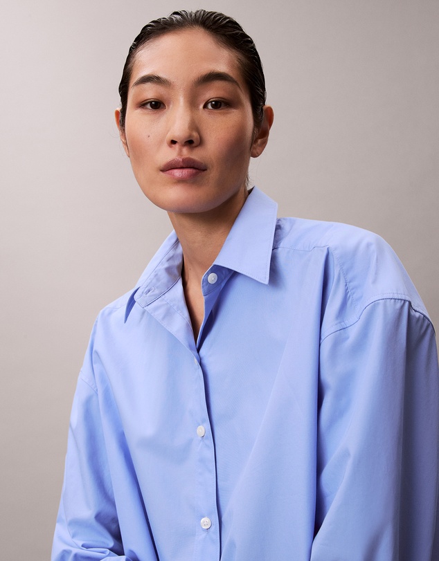 Calvin Klein - Poplin Relaxed Cropped Button-Down Shirt