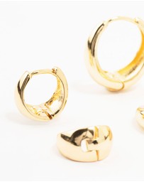 Lovisa - Classic Gold Plated Brass Chunky Hoop Earrings 3-Pack