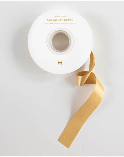 Bespoke Letterpress - Shimmer Satin Ribbon - Gold - 30 Meters
