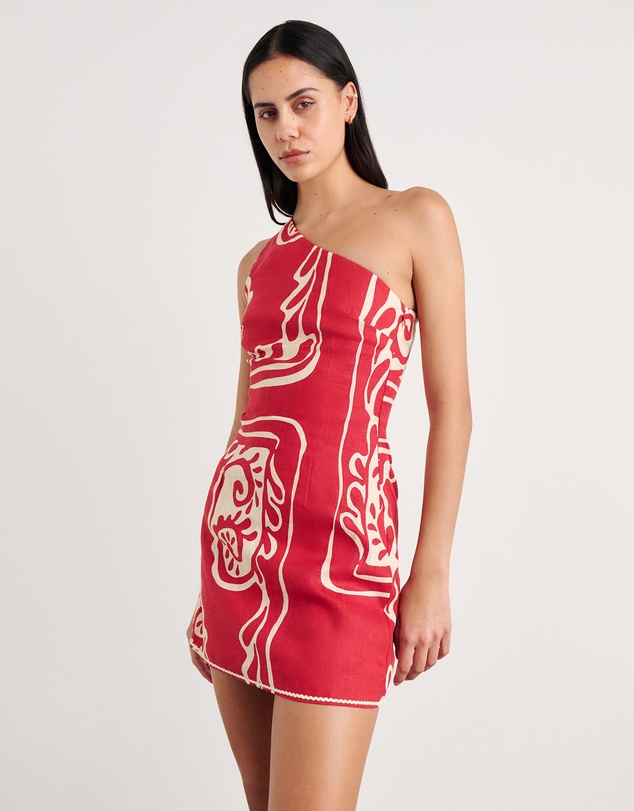 Jag - Ceezee Asymmetric Linen Mini Dress