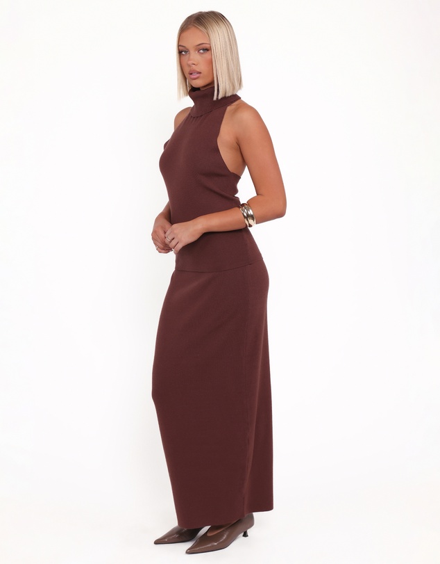 Petal & Pup - Halley Knit Halter Skirt Set - Brown