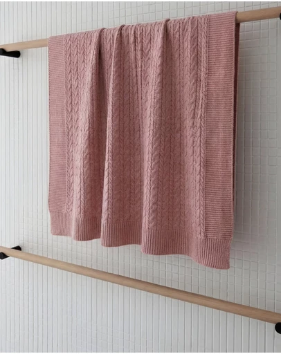 SILK MAGNOLIA - Cashmere Cable Baby Blanket
